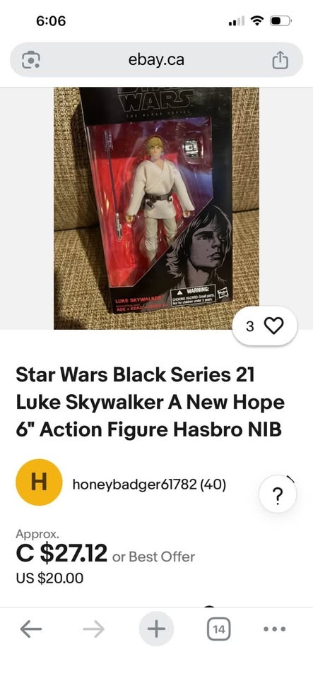 Hasbro Star Wars Black Series Luke Skywalker Figure - photo 3
