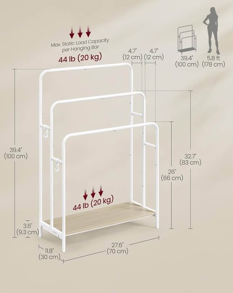 VASAGLE 3-Tier Blanket Rack Storage Shelf White Wood - Brand New - photo 3