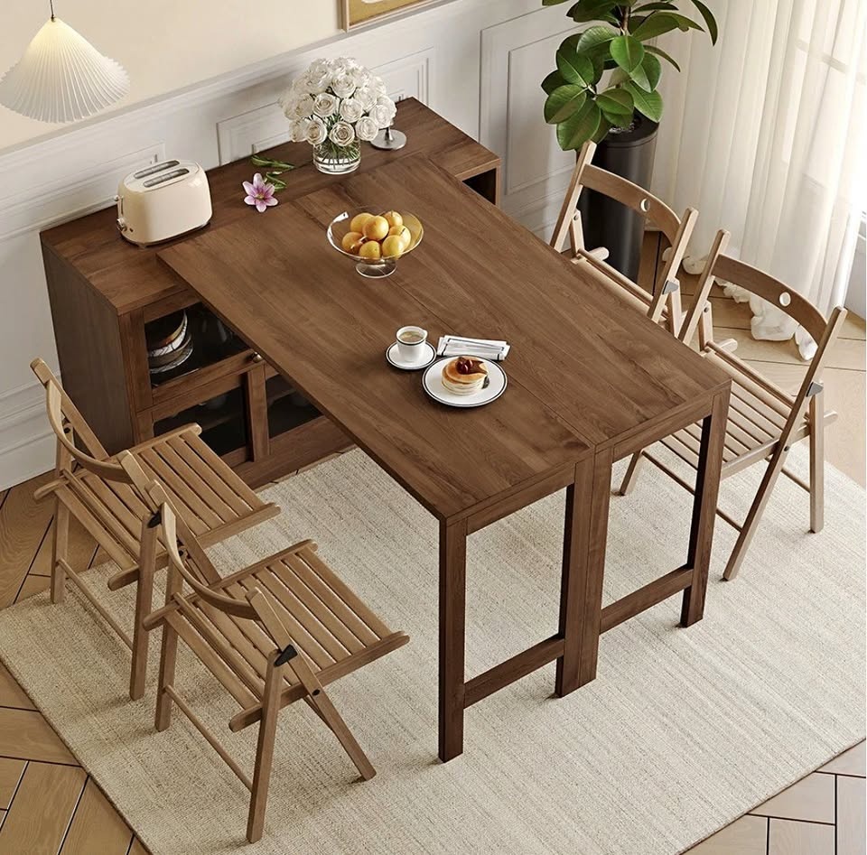 Storage Dining Table - Foldable Table Top & Cabinet - Small Spac
