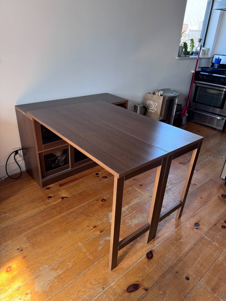 Storage Dining Table - Foldable Table Top & Cabinet - Small Spac - photo 3