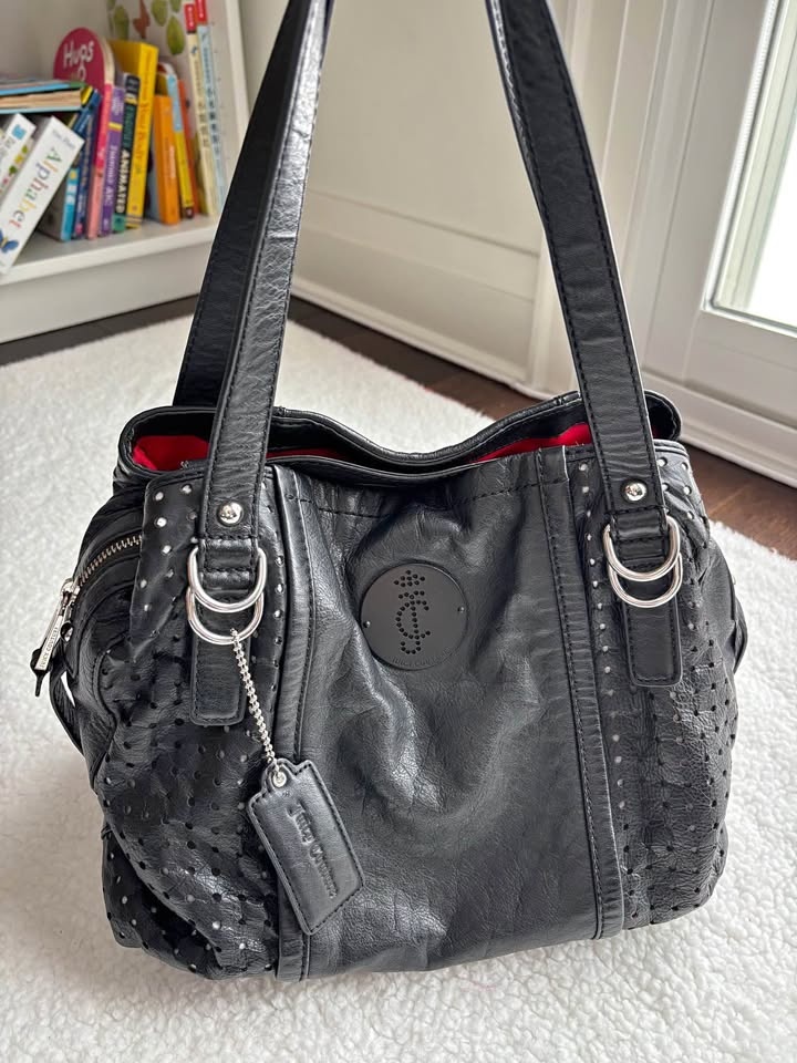 RARE Vintage Y2K Juicy Couture Black Leather Shoulder Bag