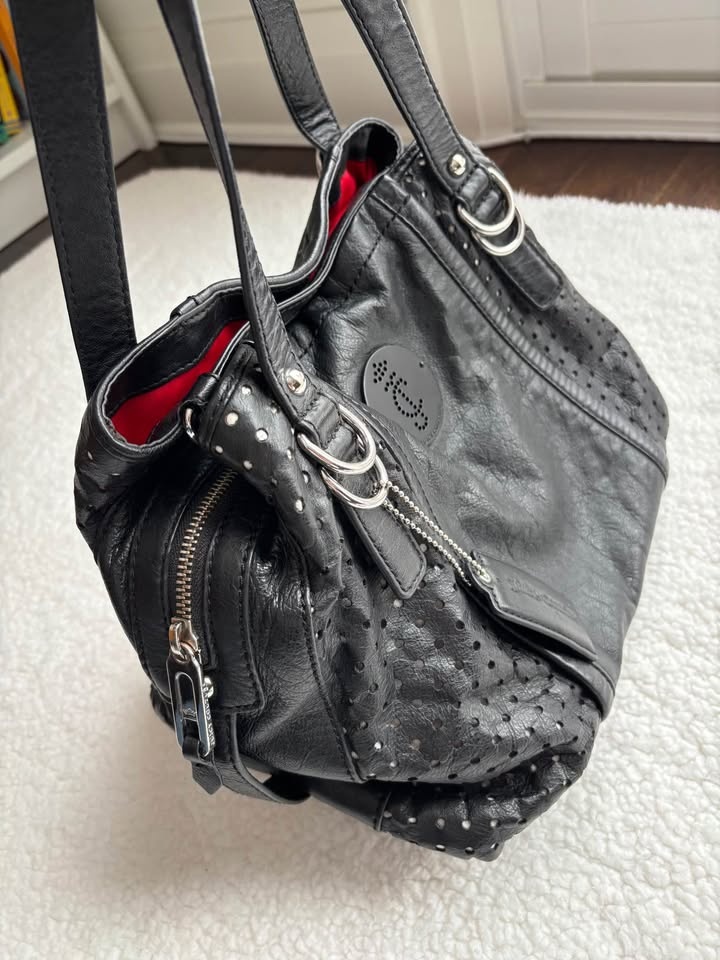 RARE Vintage Y2K Juicy Couture Black Leather Shoulder Bag - photo 2