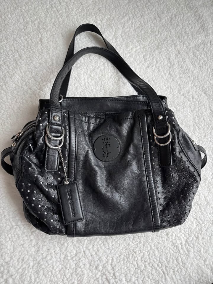 RARE Vintage Y2K Juicy Couture Black Leather Shoulder Bag - photo 4