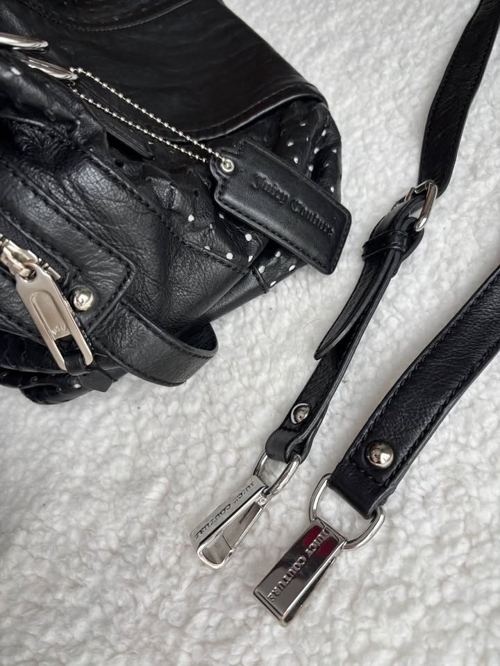RARE Vintage Y2K Juicy Couture Black Leather Shoulder Bag - photo 5