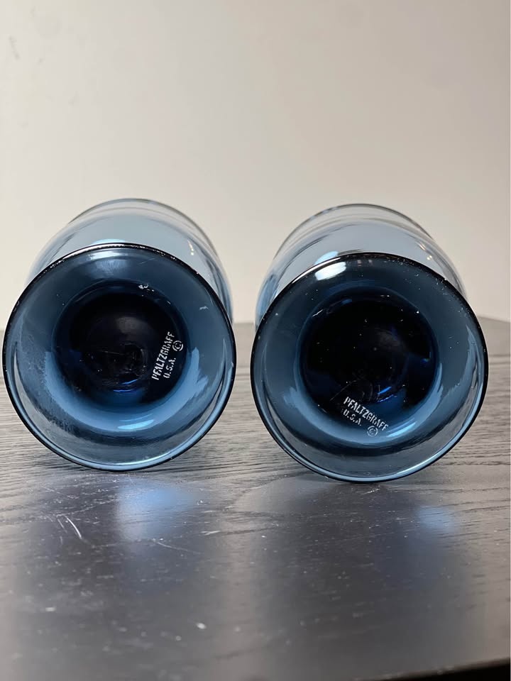 Vintage Pfaltzgraff Yorktowne 8oz Blue Glass Goblets Set of 4 - photo 5