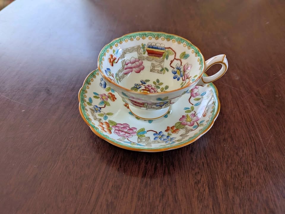 RARE Vintage Hammersley & Co Chinoiserie Teacup & Saucer