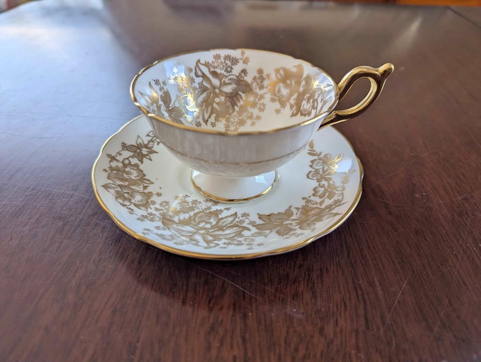 Vintage Coalport Golden Iris Bone China Teacup and Saucer