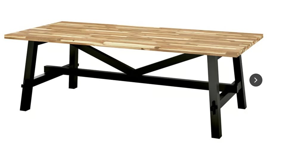 Ikea Skogsta 8' Dining Table & 8 Tonstad Chairs