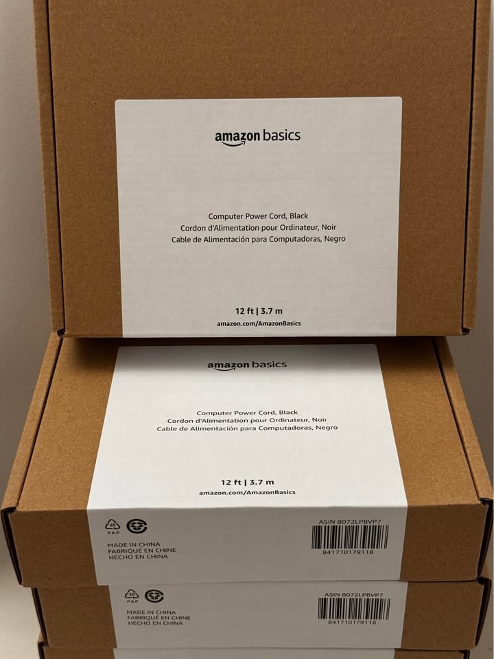 Lot of 5 Amazon Basics Computer Power Cord Black 12 ft - photo 3