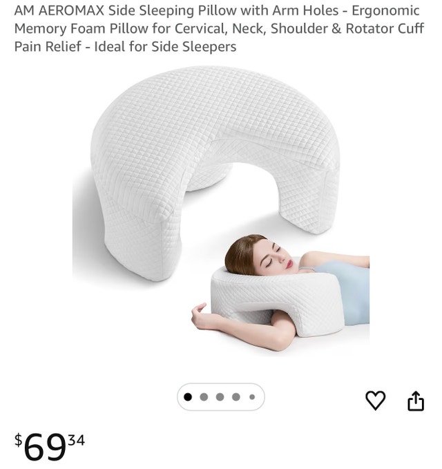 Side Sleeping Pillow with Arm Holes - Ergonomic