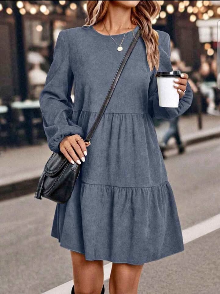 SHEIN LUNE Long-Sleeve Tiered Mini Dress - Size Small