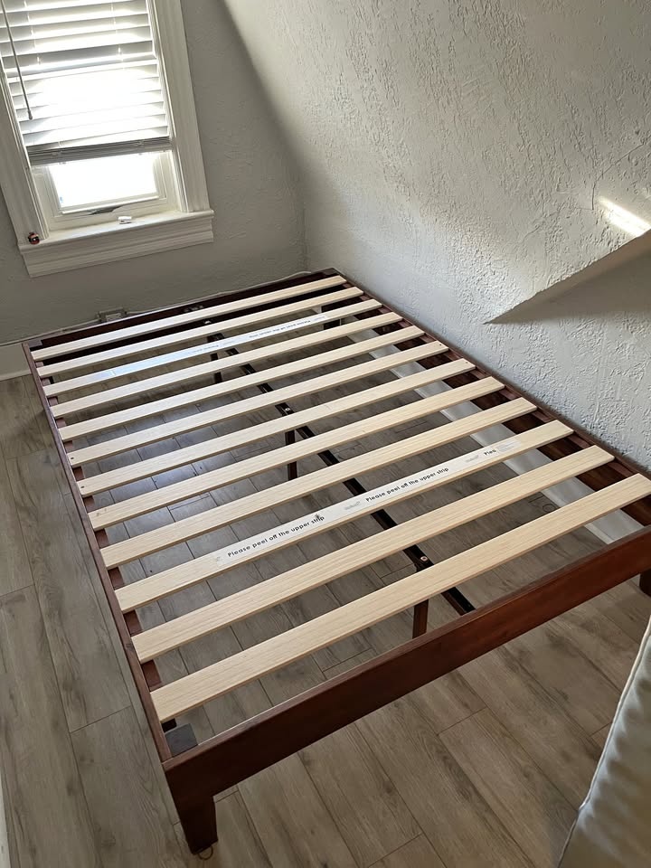 Solid Cherry Wood Full Size Bed & Ikea Mattress