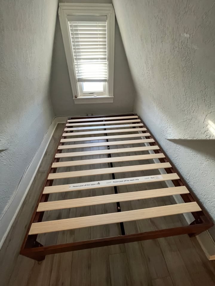 Solid Cherry Wood Full Size Bed & Ikea Mattress - photo 3
