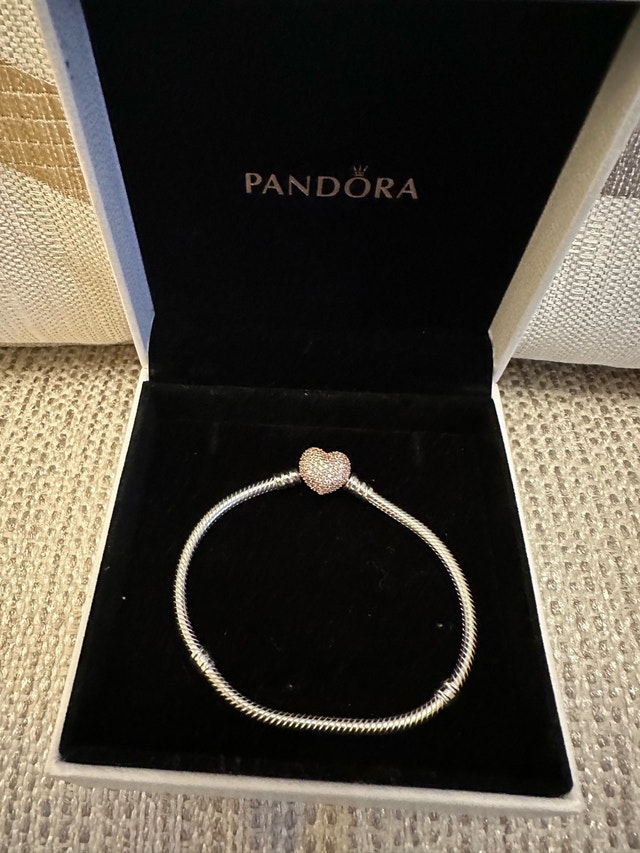 Pandora Moments Heart Clasp Snake Chain Charm Bracelet