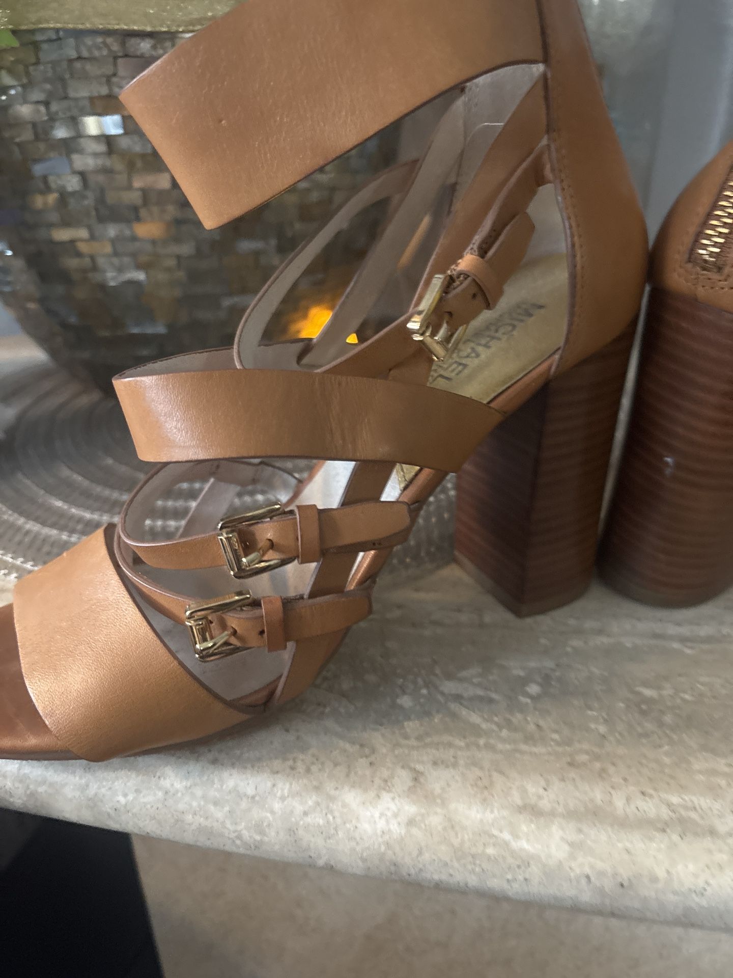 Michael Kors Leather Gladiator Block Heel Sandals - Size 10M - photo 3