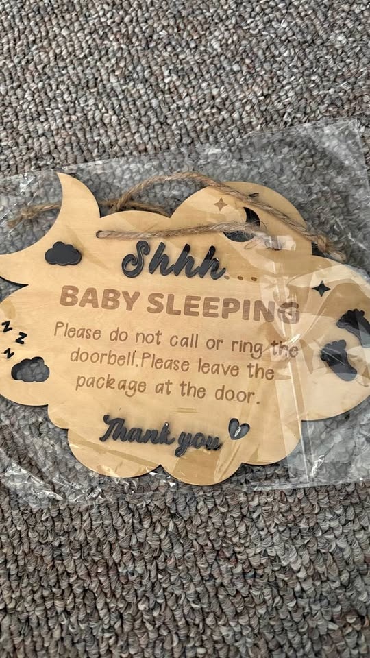 Baby Sleeping Door Wood Announcement