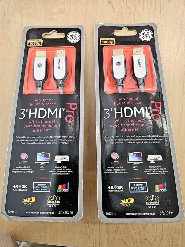 2x GE Pro Series 3ft High Speed HDMI Cable with Ethernet