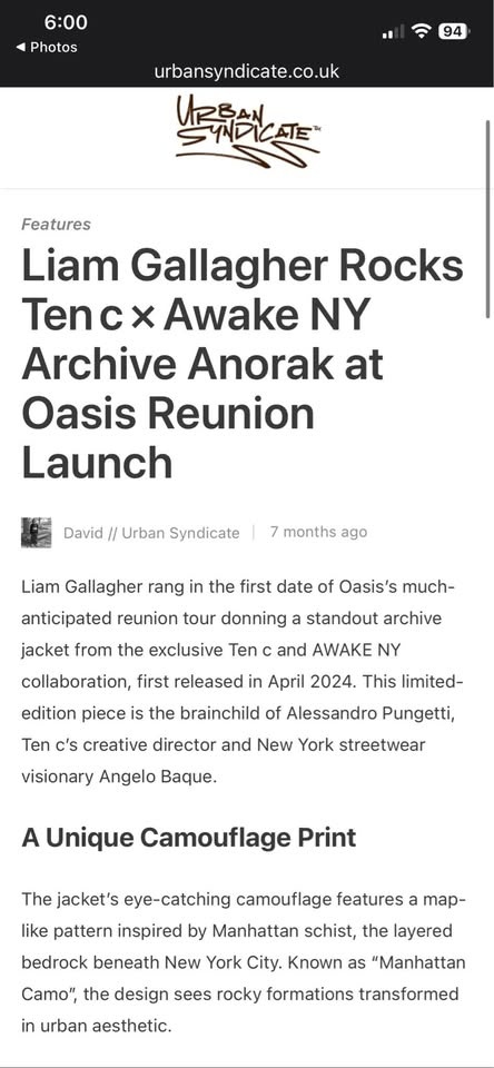 TEN C Anorak "Liam Gallagher Jacket" Parka Made In Italy - photo 3