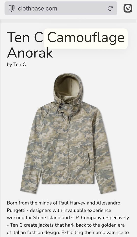 TEN C Anorak "Liam Gallagher Jacket" Parka Made In Italy - photo 4