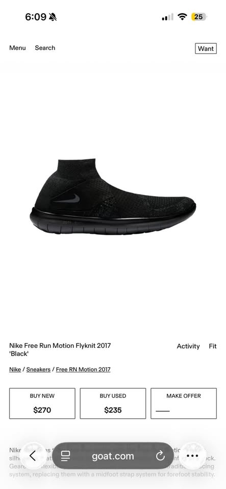 Nike Free Run Motion Flyknit 2017 - Black - Men's 9.5 - photo 2