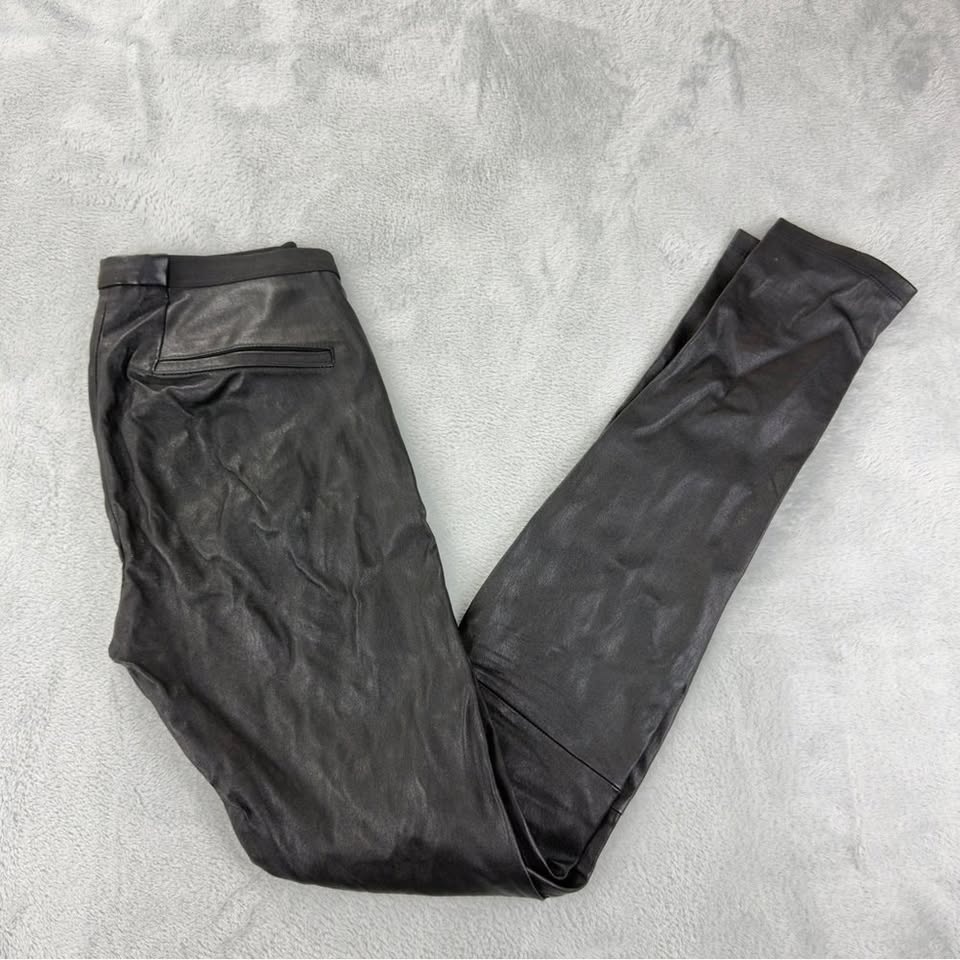 Helmut Lang Women's Black Leather Slim Pants Size 8 - photo 3