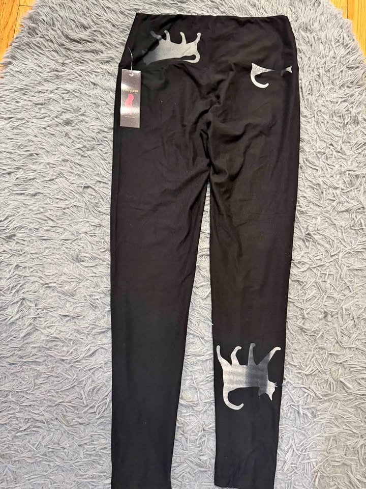 High Waisted Leggings With Cat Pattern