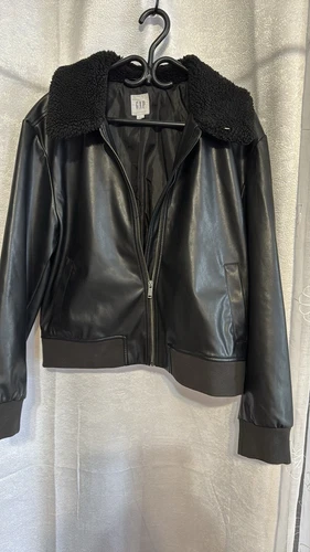 Gap Women Genuine Leather Jacket Size M Black