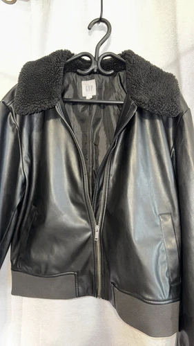 Gap Women Genuine Leather Jacket Size M Black - photo 4