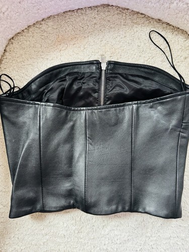 Khaite Black Leather Strapless Top Corset Size 4 Small - photo 4