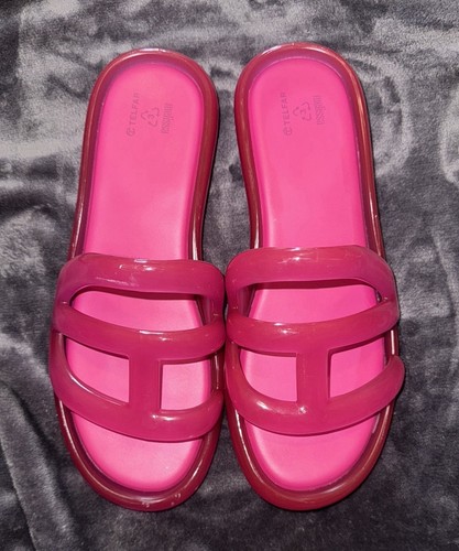 Melissa Telfar Women's Jelly Pink Slide Sandals, Size 11