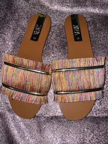 Zara Slide Sandals Rust Flat Square Toe Size 35 EURO - photo 2