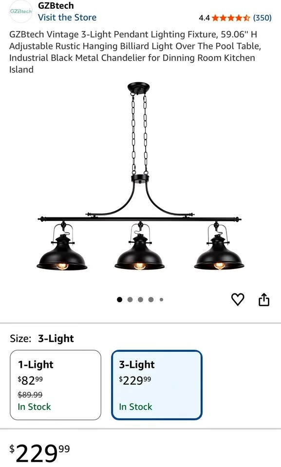 GZBtech Vintage 3-Light Pendant Light