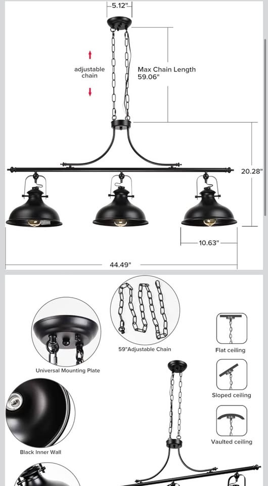 GZBtech Vintage 3-Light Pendant Light - photo 3