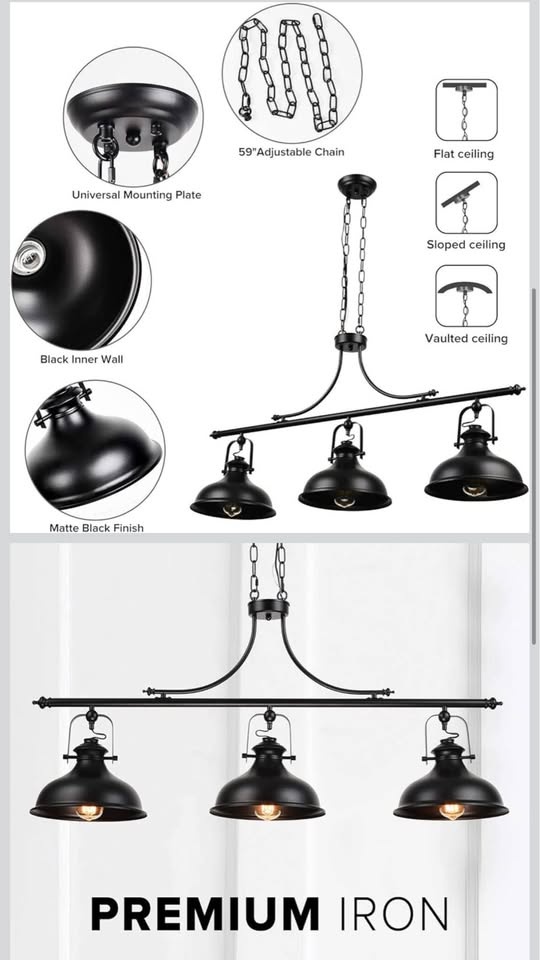 GZBtech Vintage 3-Light Pendant Light - photo 4