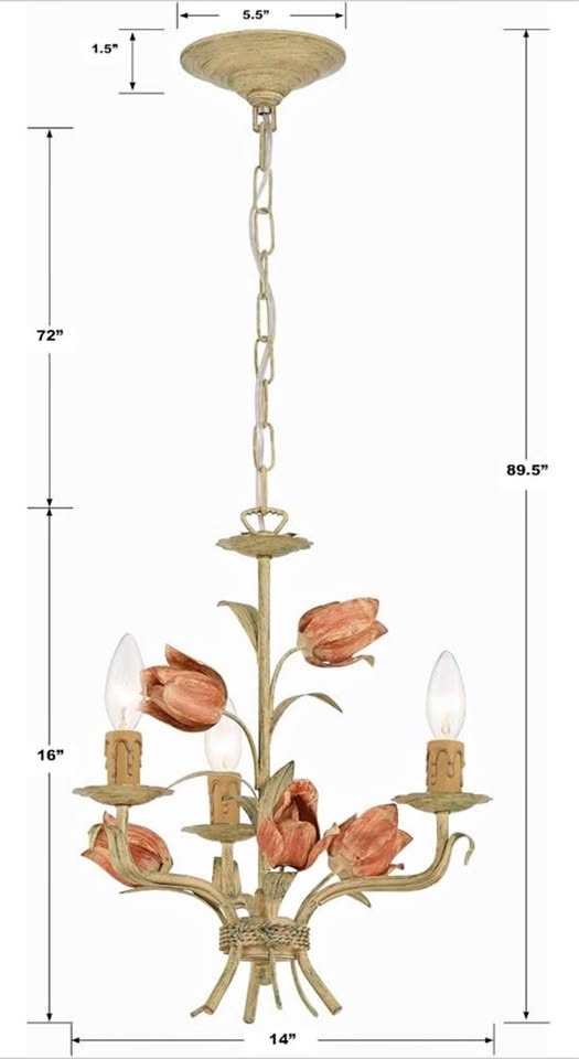 Crystorama Southport 3‑Light Sage Rose Mini Chandelier – Brand N