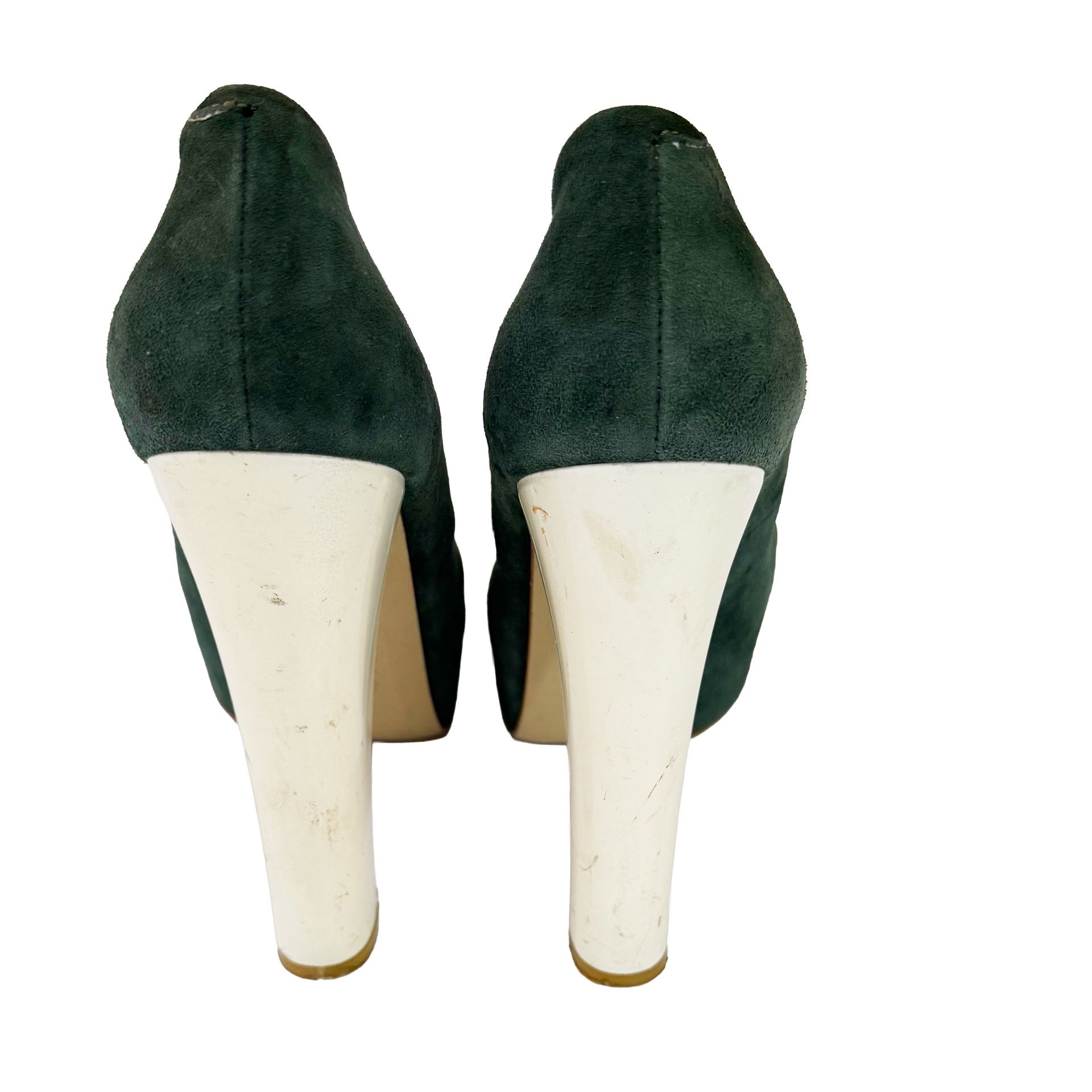 Pier Lucci Genuine Suede Green White Yellow High Heel Shoes - photo 3
