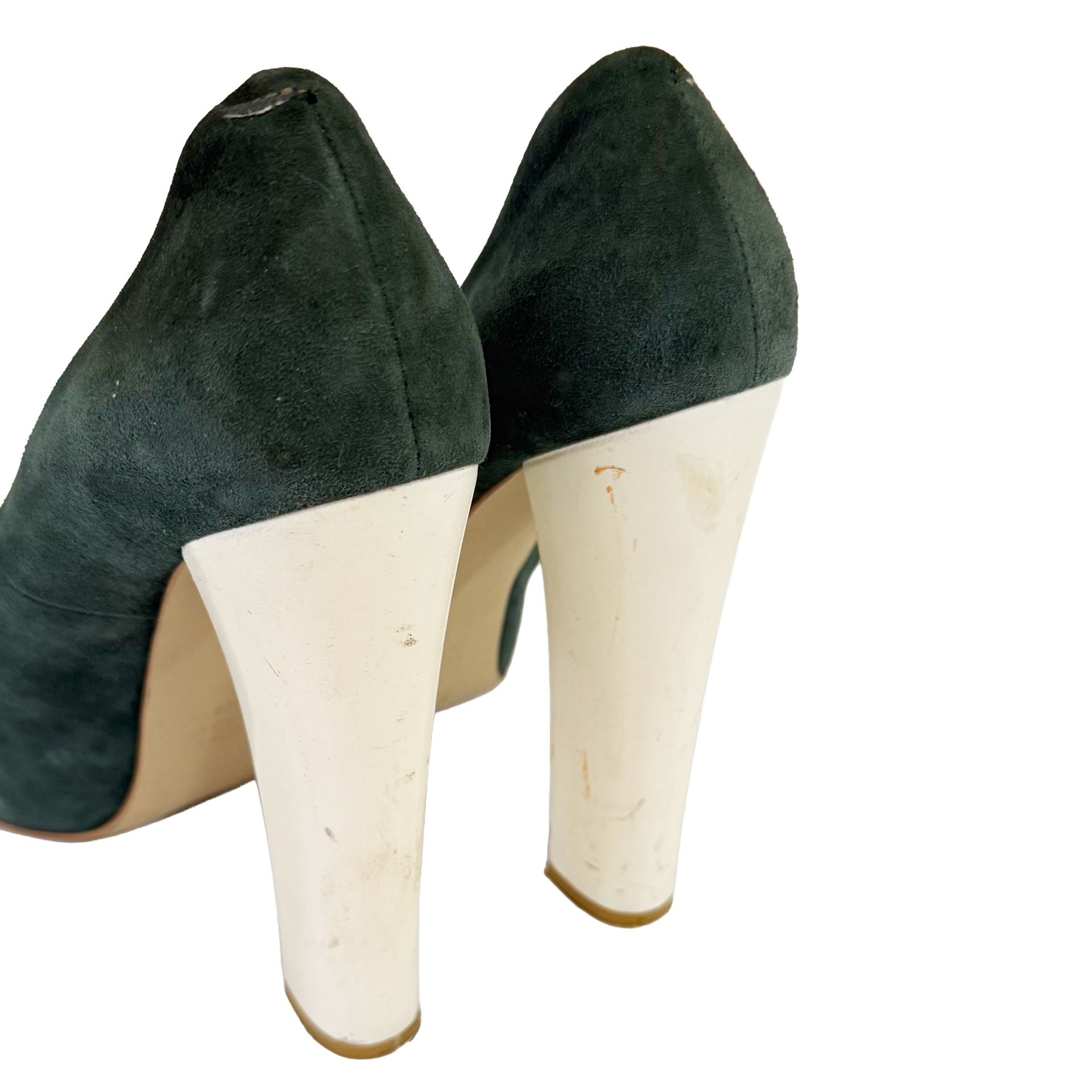 Pier Lucci Genuine Suede Green White Yellow High Heel Shoes - photo 5