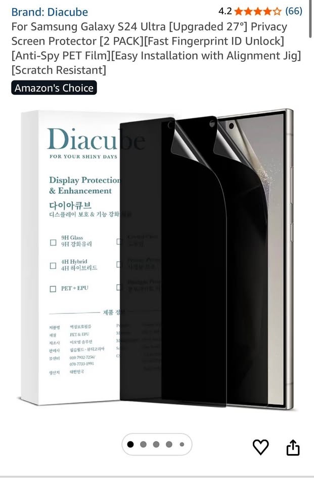Samsung Galaxy S24 Ultra Privacy Screen Protector [2 PACK]