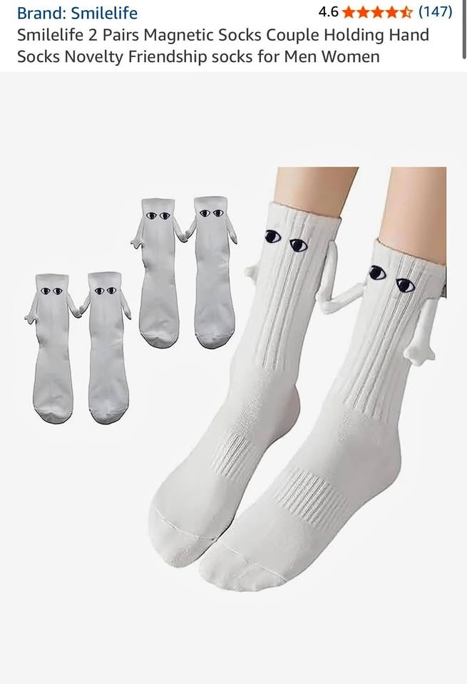 2 Pairs Magnetic Socks Couple Holding Hand Socks Friendship