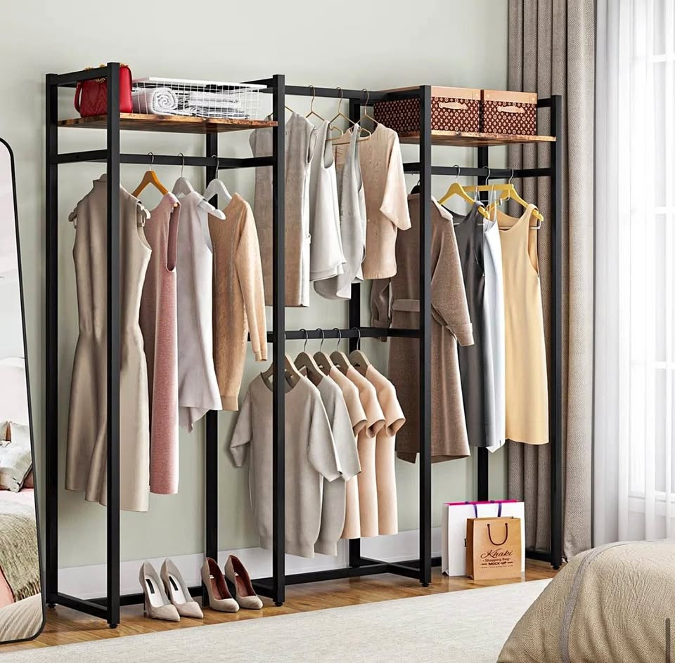 70" Heavy Duty Metal Clothing Rack with Shelves | 500lb Capacity - photo 4