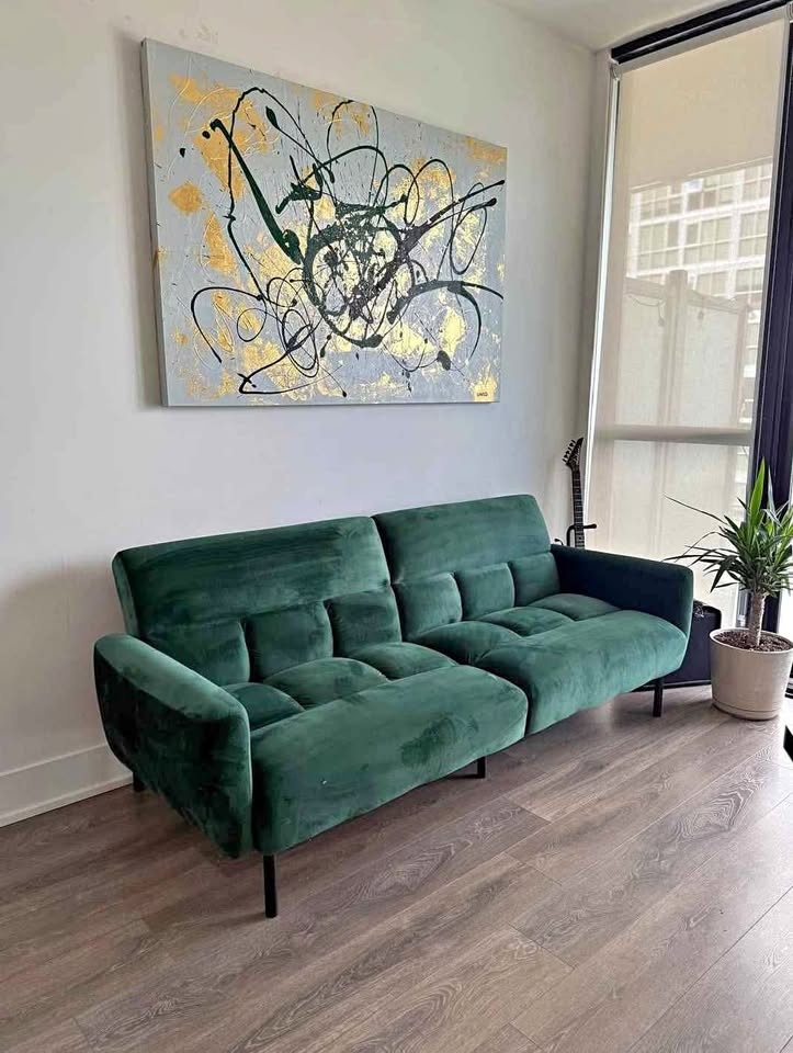 Emerald Green Convertible Sofa Bed (DELIVERY AVAILABLE)