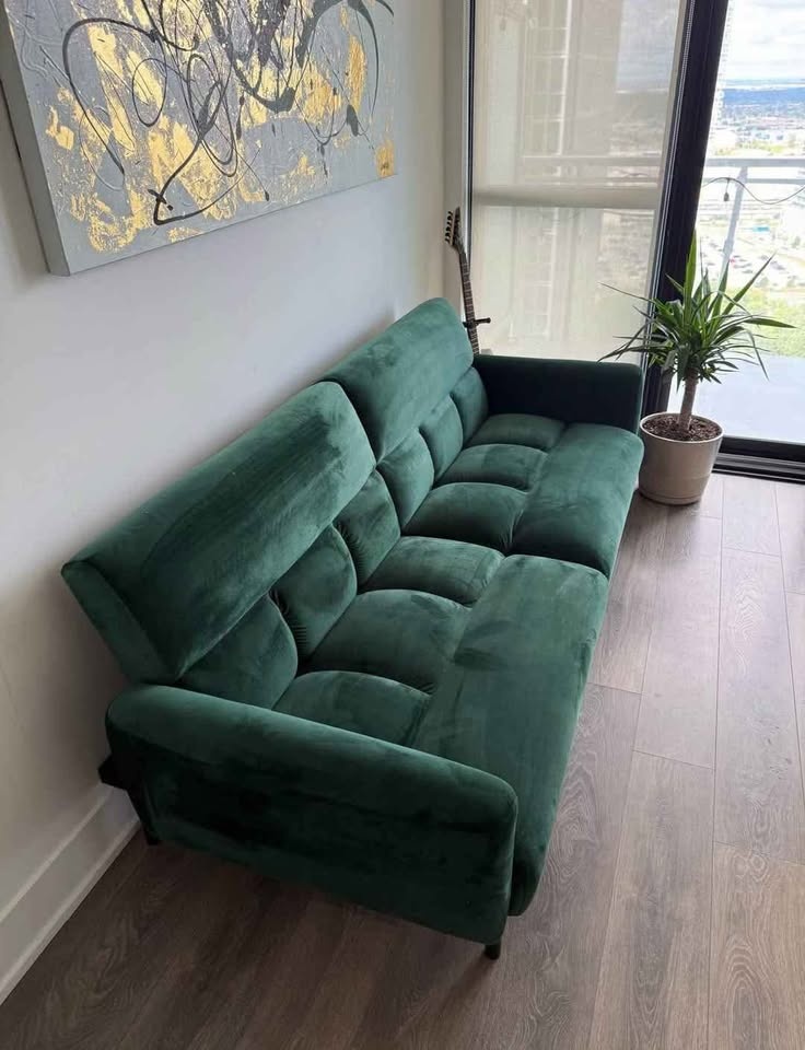 Emerald Green Convertible Sofa Bed (DELIVERY AVAILABLE) - photo 2