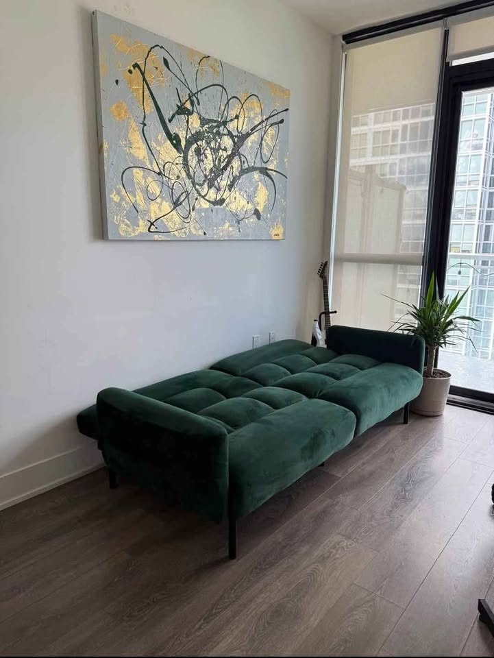 Emerald Green Convertible Sofa Bed (DELIVERY AVAILABLE) - photo 3