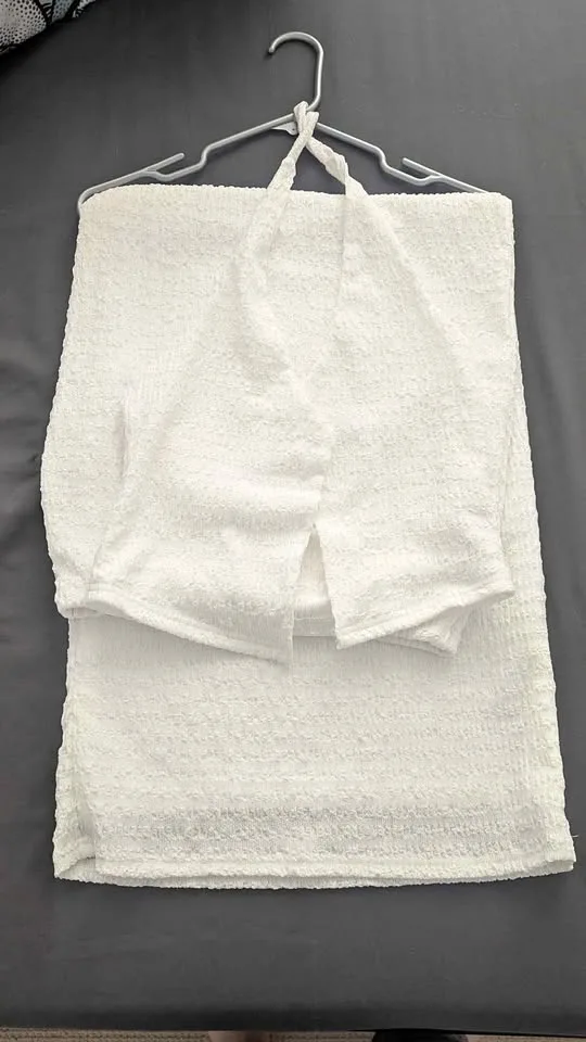 White Halter Vest & Low Waist Skirt thumbnail