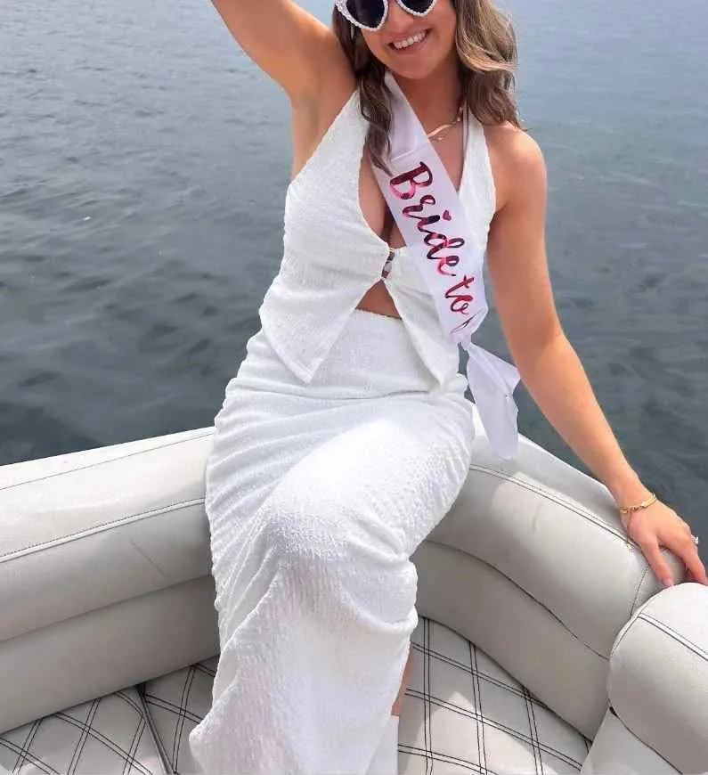 White Halter Vest & Low Waist Skirt image indicator(3)