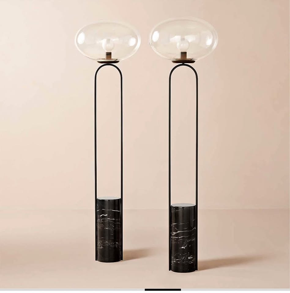 Polo Black Marble Floor Lamps