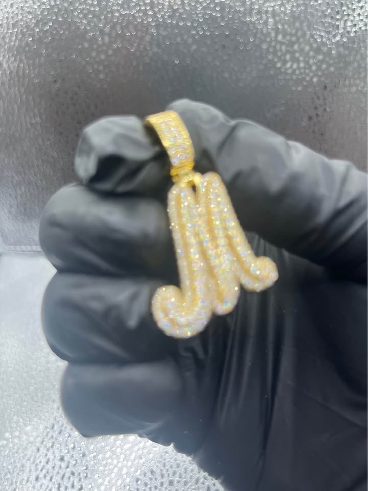 Moissanite Letter M Pendant - photo 2