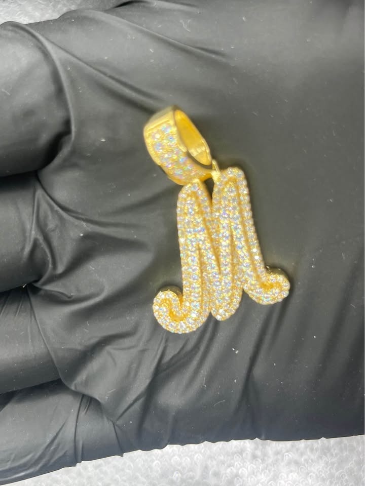 Moissanite Letter M Pendant - photo 3