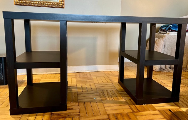 Ikea Black Desk with Built-in Shelving