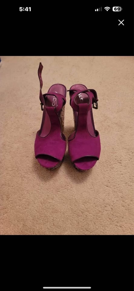 Aldo Purple Sparkly Platform Heels - Size 8